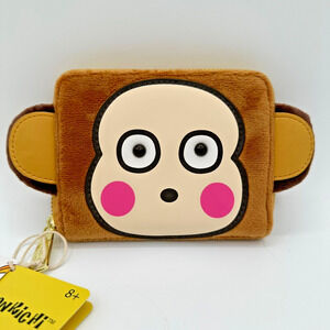 NWT Sanrio x Loungefly Monkichi Wallet Monkey Zip Around Brown Faux Fur Banana